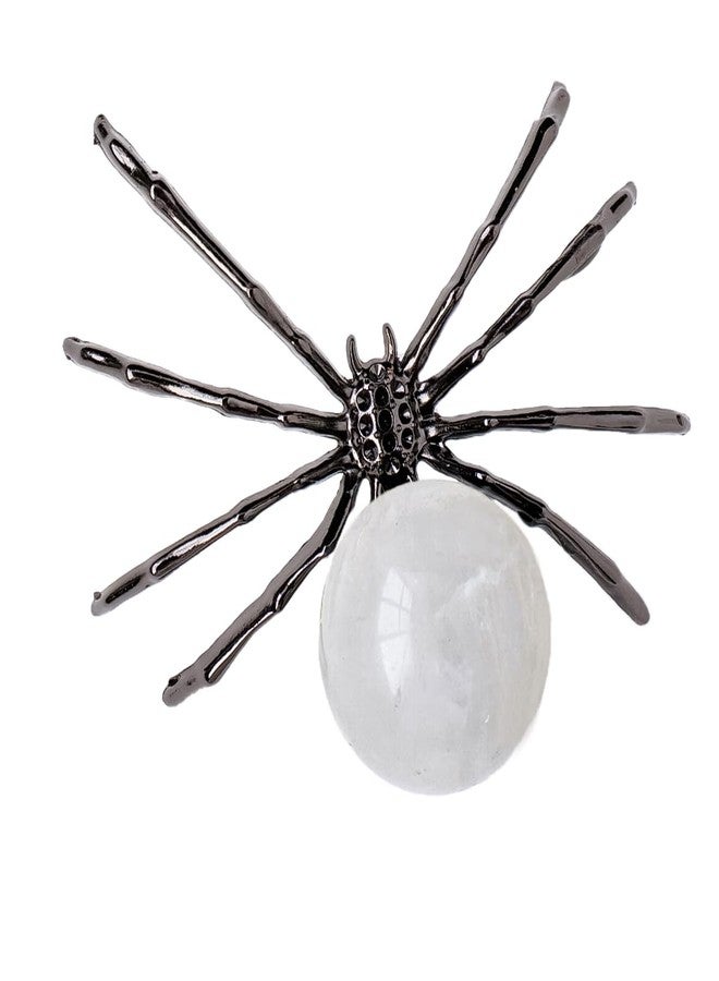 Runyangshi 1PCS Natural Crystal Clear Quartz Ball 2in Hand-Made Alloy Spider Animal Statue Ornament Healing Crystal for Halloween Decor Home Decor Gift - Image 1